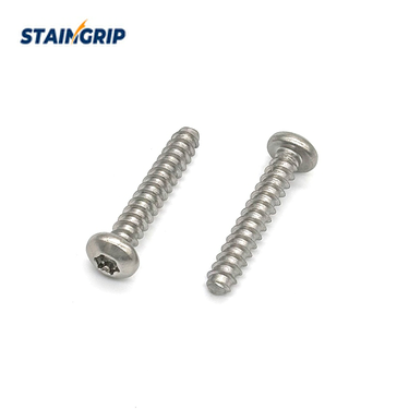 Stainless pan head Torx Type F screws with blunt fluted cutting ends
